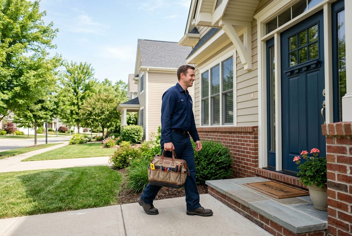 A Clockwork technician arriving at an Athens-area home